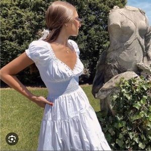 Danielle Bernstein Tiered Poplin Midi White Dress Excellent Condition